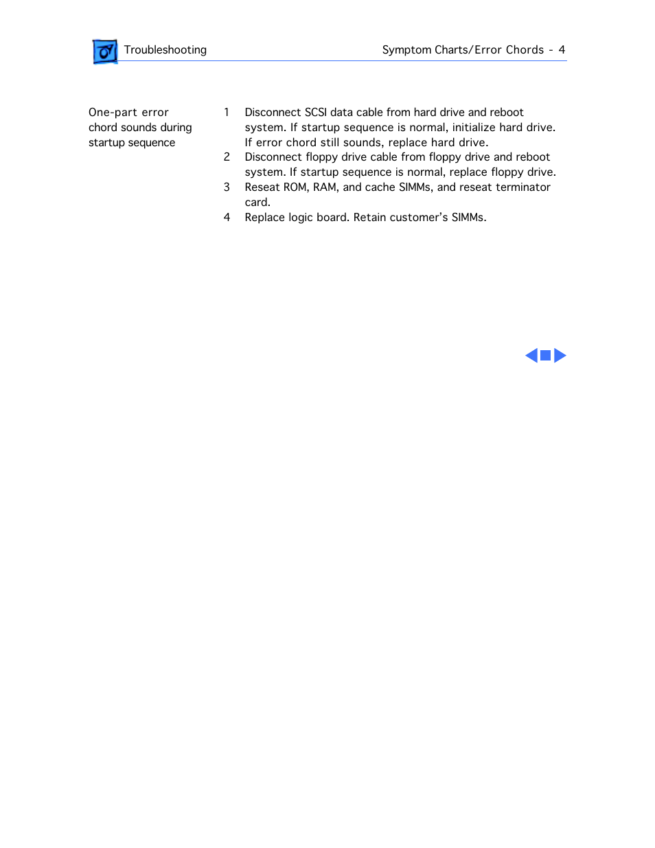 Error chords | Apple Workgroup Server 9150 User Manual | Page 30 / 130