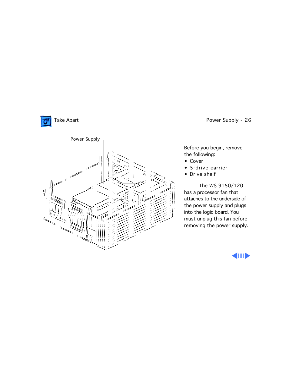 Power supply | Apple Workgroup Server 9150 User Manual | Page 80 / 130