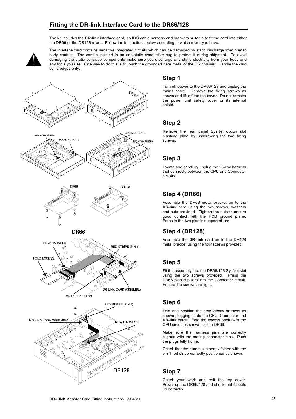 Step 1, Step 2, Step 3 | Step 4 (dr66), Step 4 (dr128), Step 5, Step 6, Step 7 | Allen&Heath DR Switch User Manual | Page 2 / 2