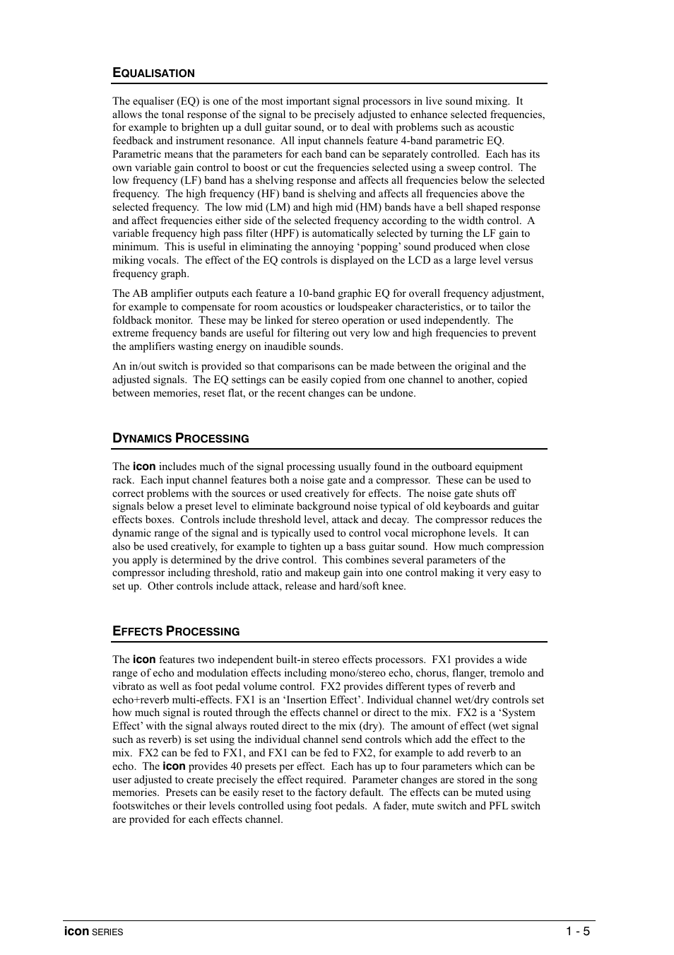 Equalisation, Dynamics processing, Effects processing | Allen&Heath DP 1000 USER GUIDE User Manual | Page 13 / 67