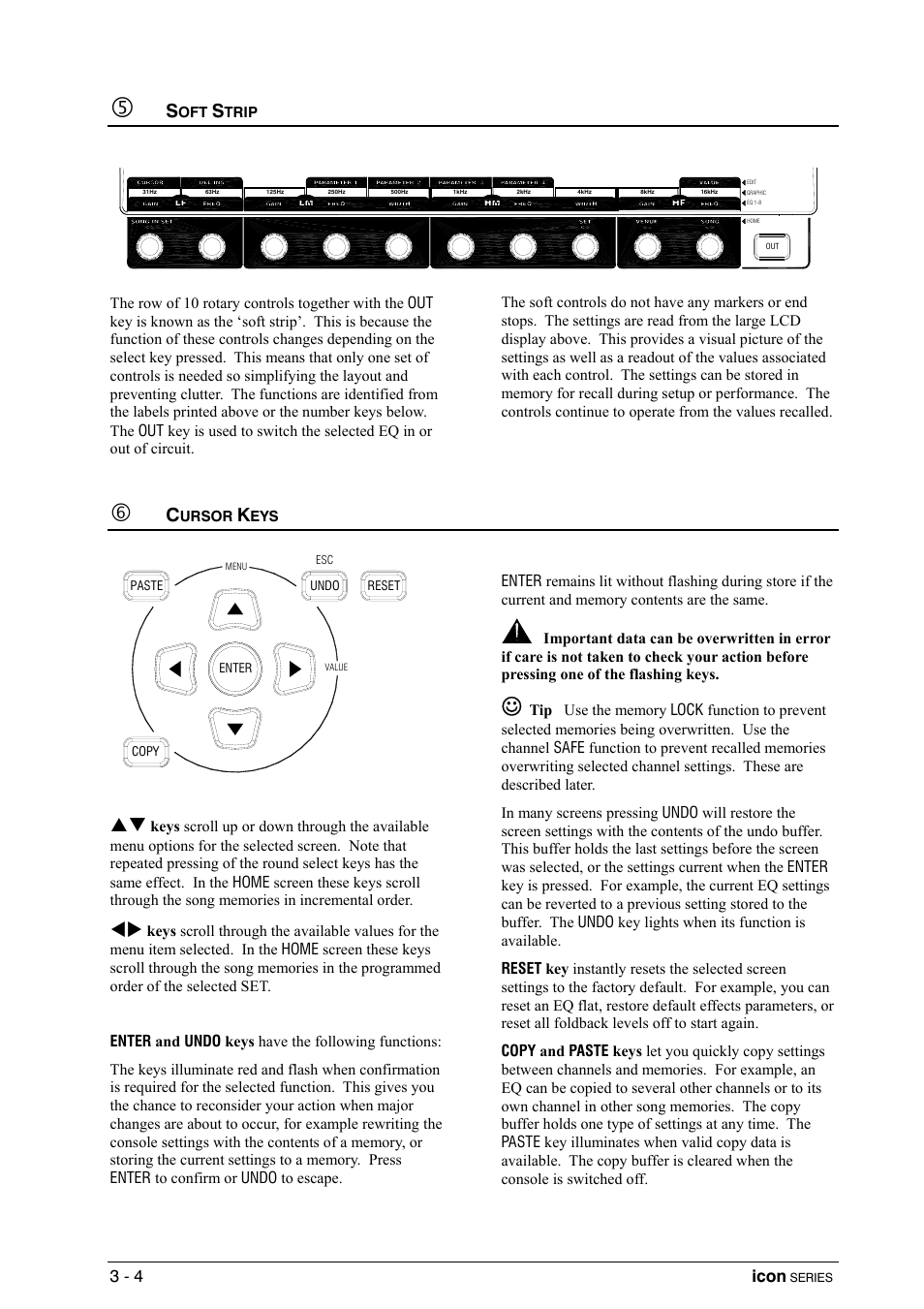 Soft strip, Cursor keys | Allen&Heath DP 1000 USER GUIDE User Manual | Page 20 / 67