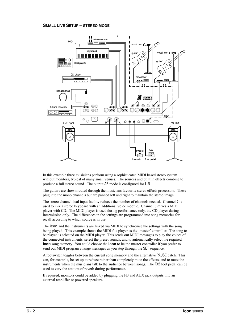 Small live setup – stereo mode | Allen&Heath DP 1000 USER GUIDE User Manual | Page 42 / 67