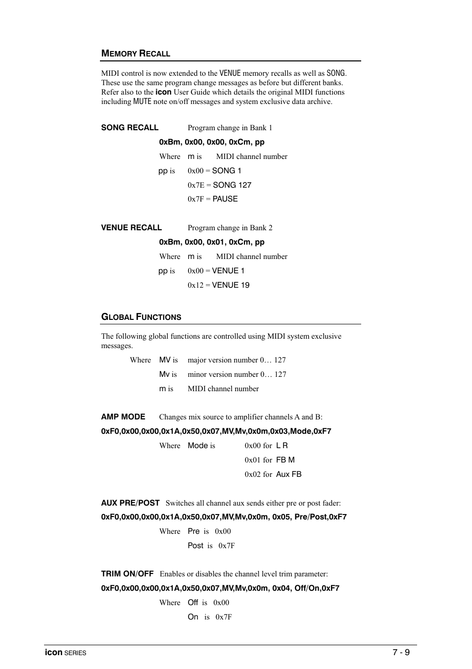 Memory recall, Global functions | Allen&Heath DP 1000 USER GUIDE User Manual | Page 53 / 67