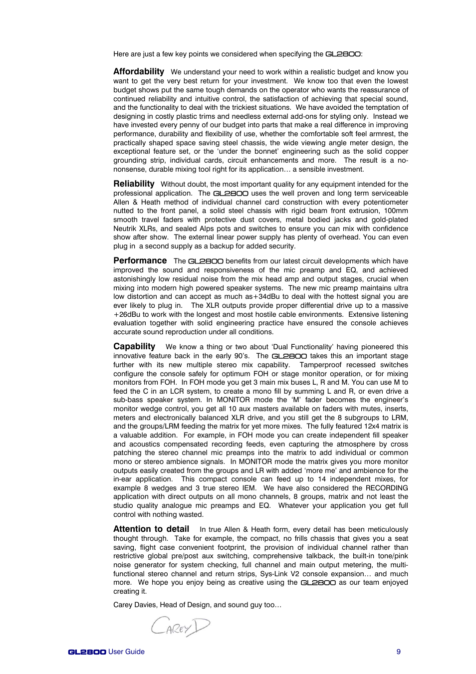 Allen&Heath GL2800 User Manual | Page 9 / 42