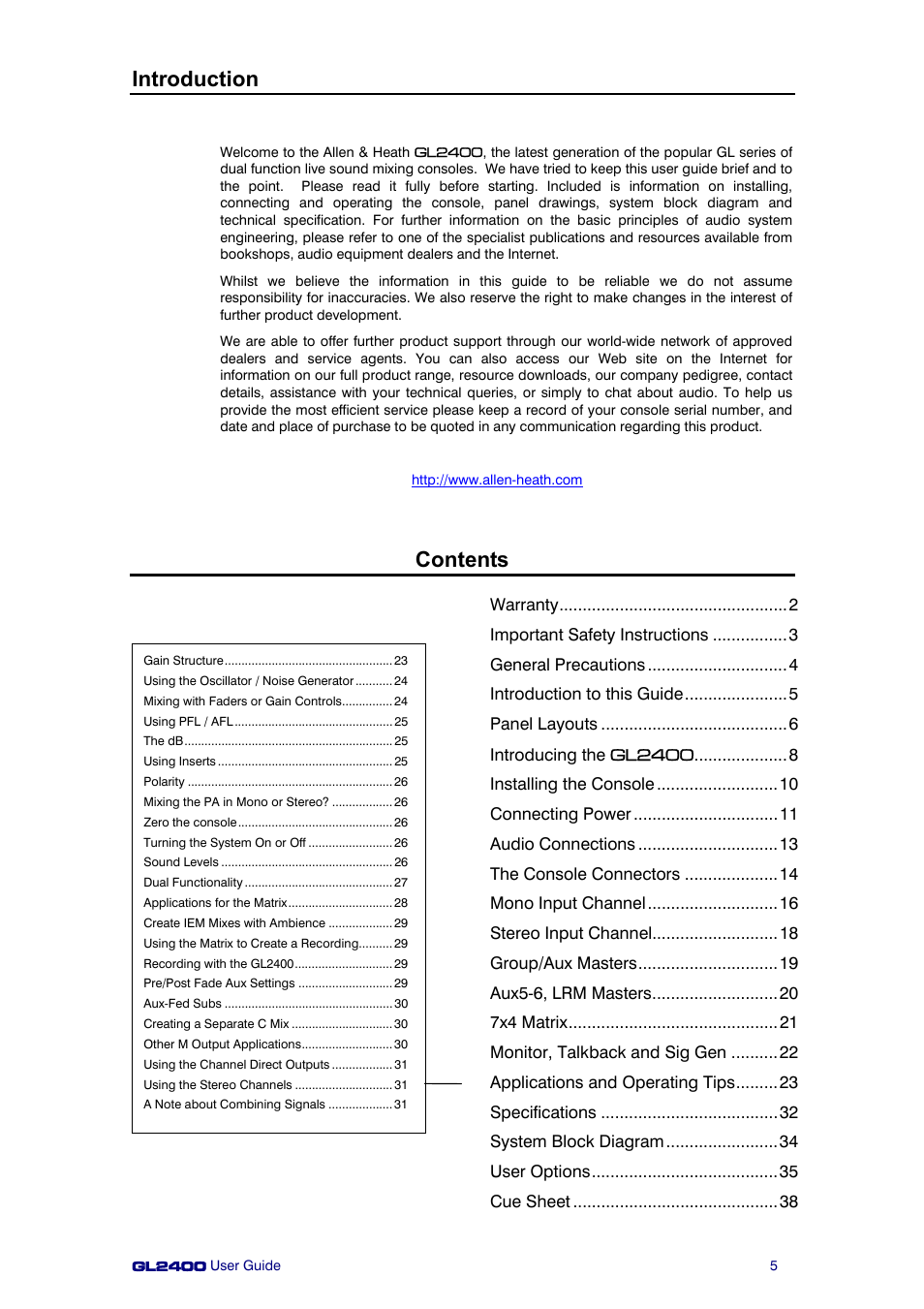 Allen&Heath GL2400 User Manual | Page 5 / 40