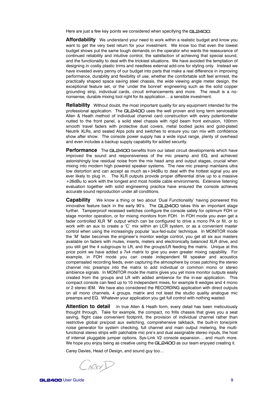 Allen&Heath GL2400 User Manual | Page 9 / 40