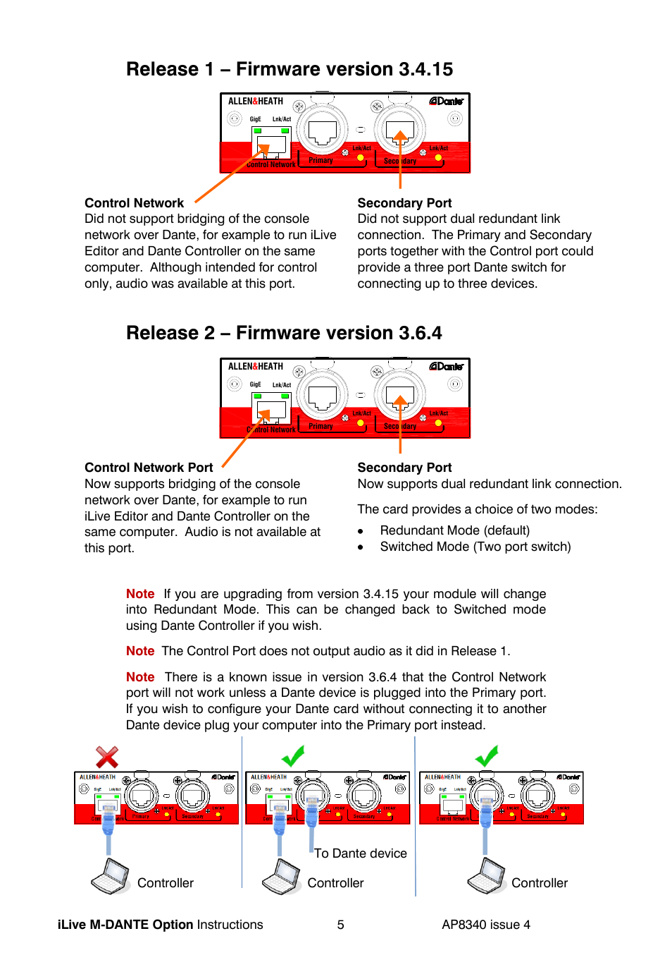 Release 2 – firmware version 3.6.4 | Allen&Heath DANTE User Manual | Page 5 / 12