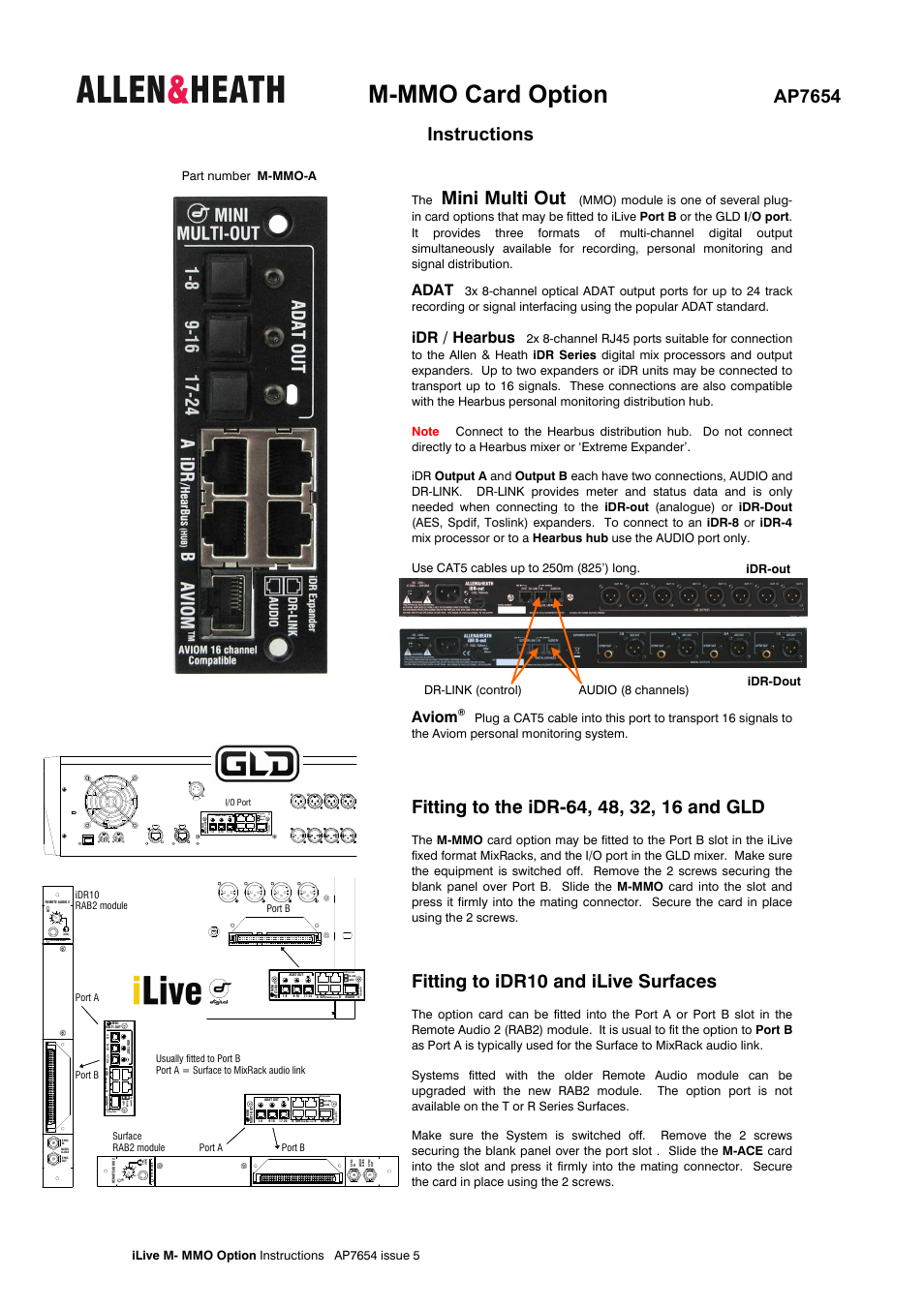 Allen&Heath Mini Multi Out User Manual | 3 pages