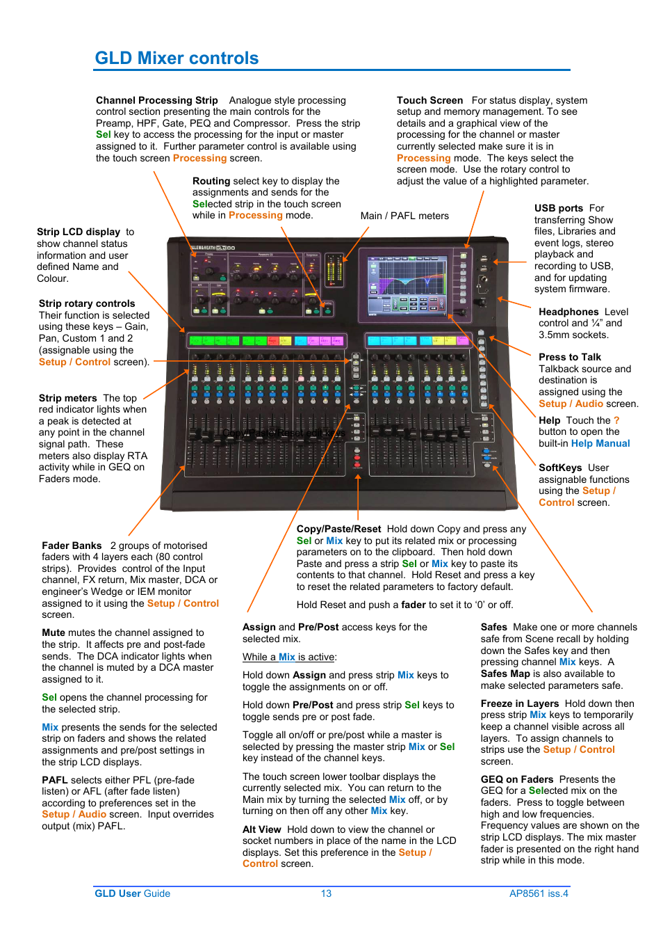 Gld mixer controls | Allen&Heath GLD-80 User Manual | Page 13 / 36