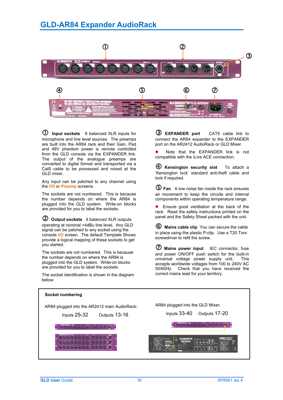 Gld-ar84 expander audiorack | Allen&Heath GLD-80 User Manual | Page 16 / 36