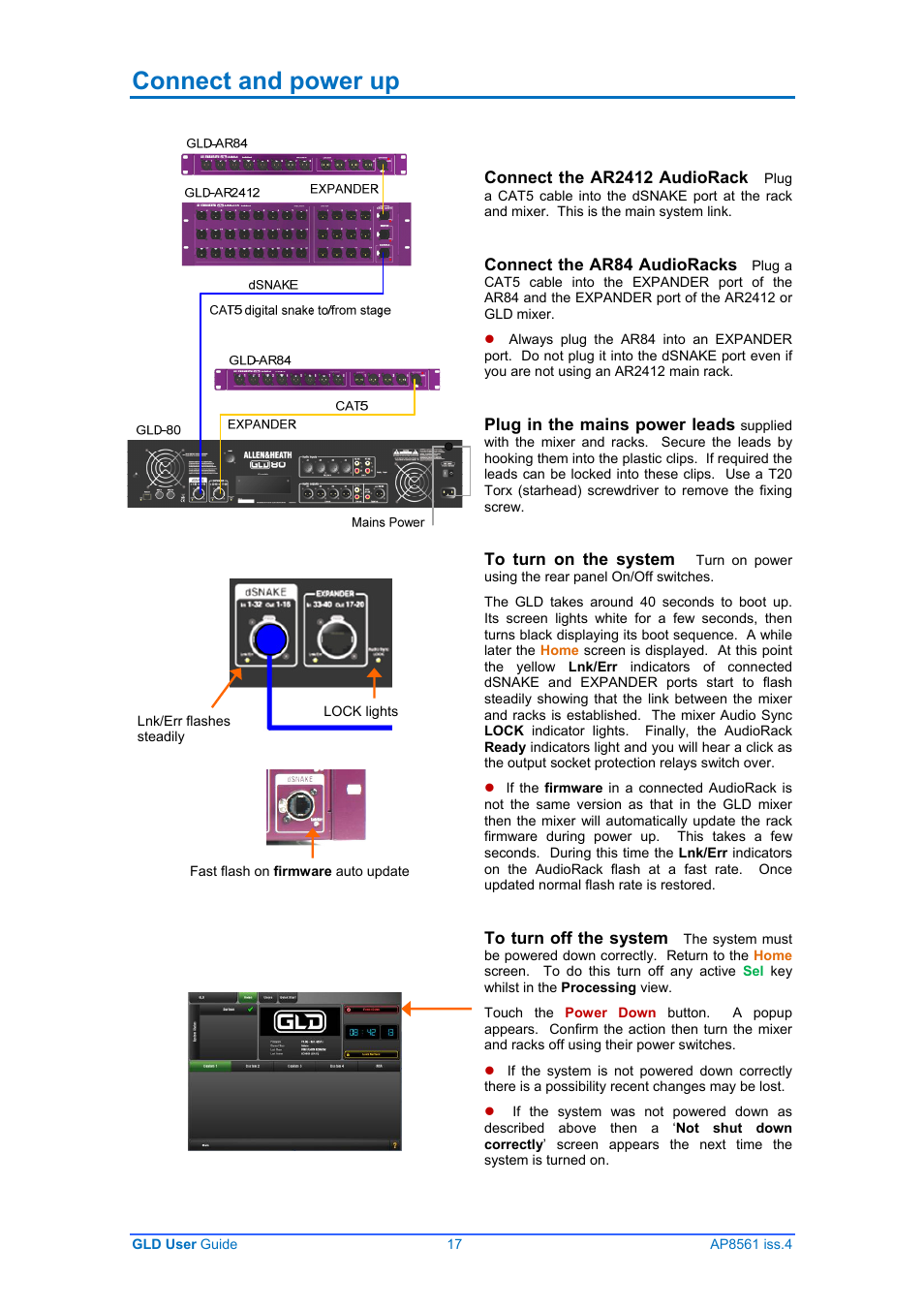 Connect and power up | Allen&Heath GLD-80 User Manual | Page 17 / 36
