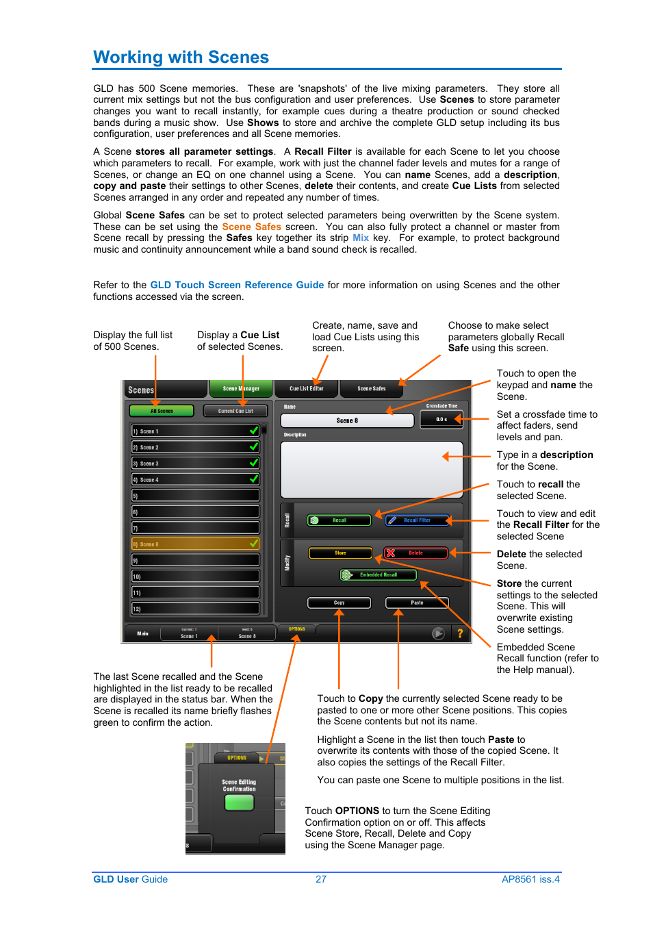 Working with scenes | Allen&Heath GLD-80 User Manual | Page 27 / 36