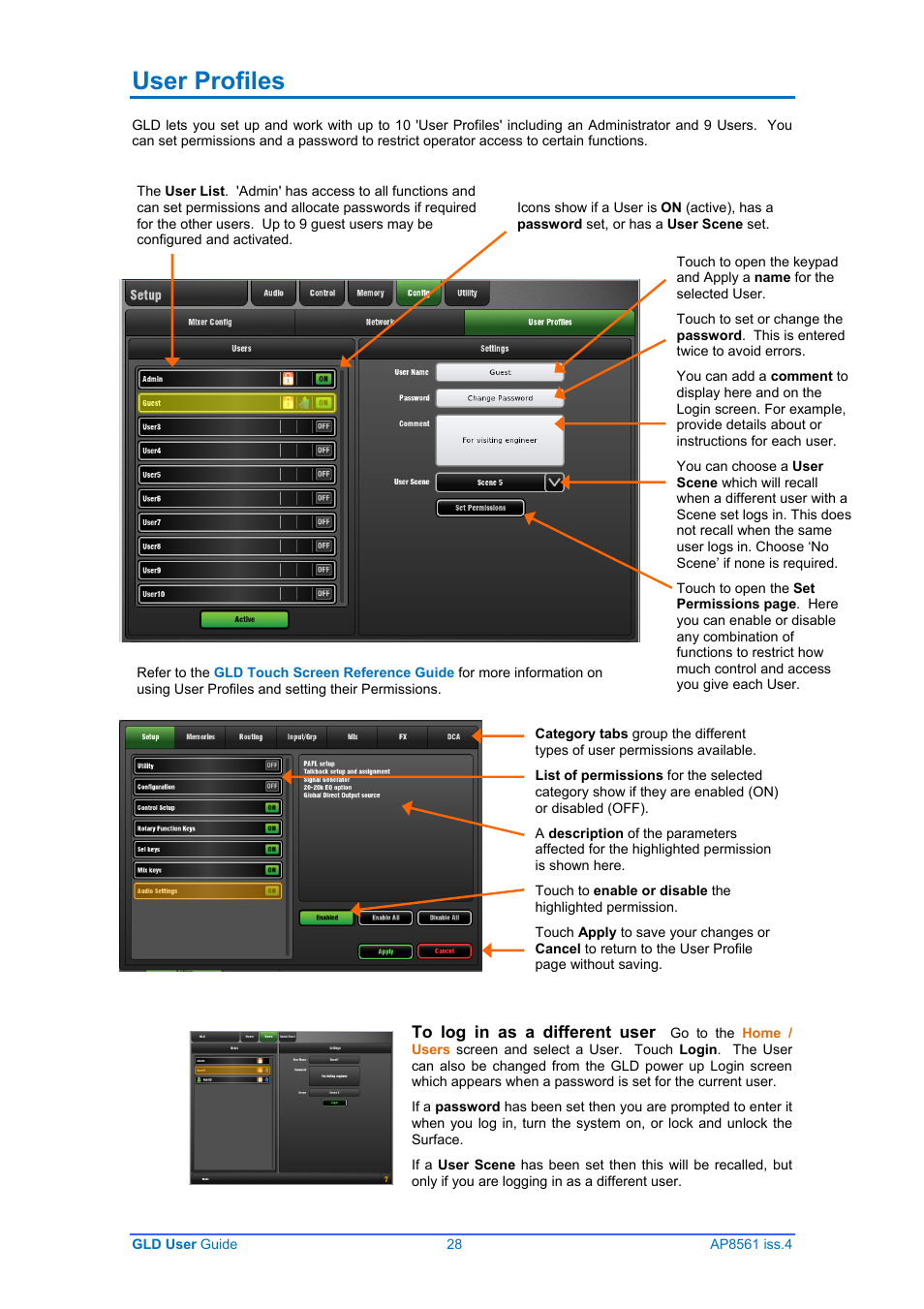 User profiles | Allen&Heath GLD-80 User Manual | Page 28 / 36