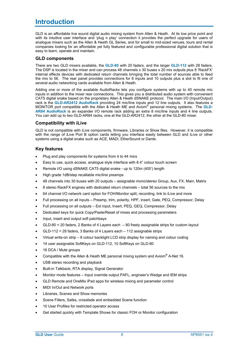Introduction | Allen&Heath GLD-80 User Manual | Page 8 / 36