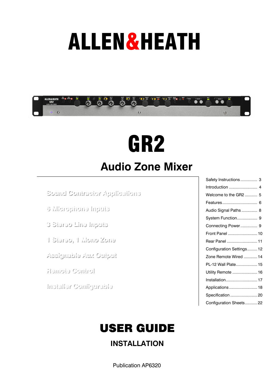 Allen&Heath GR2 PL-12 USER GUIDE 1 User Manual | 24 pages