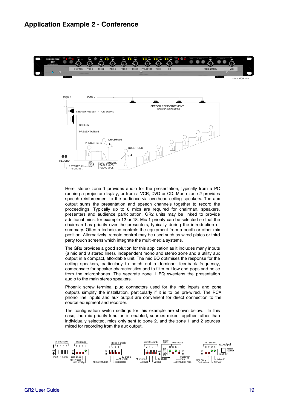 Application example 2 - conference, Gr2 user guide | Allen&Heath GR2 PL-12 USER GUIDE 1 User Manual | Page 19 / 24