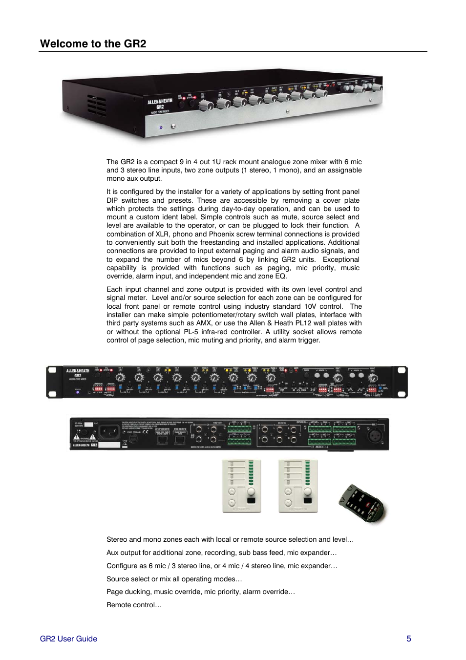 Welcome to the gr2 | Allen&Heath GR2 PL-12 USER GUIDE 1 User Manual | Page 5 / 24