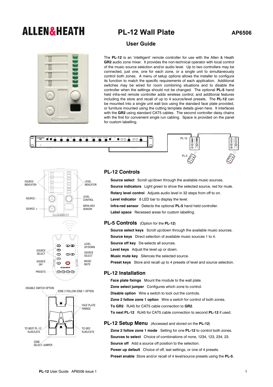 Allen&Heath GR2 PL-12 USER GUIDE 2 User Manual | 4 pages