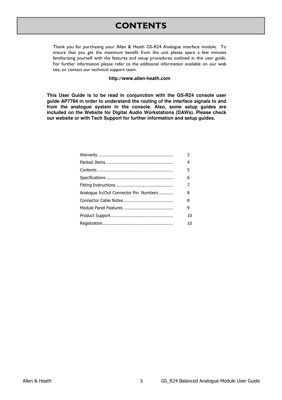 Allen&Heath Analogue Interface User Manual | Page 5 / 12