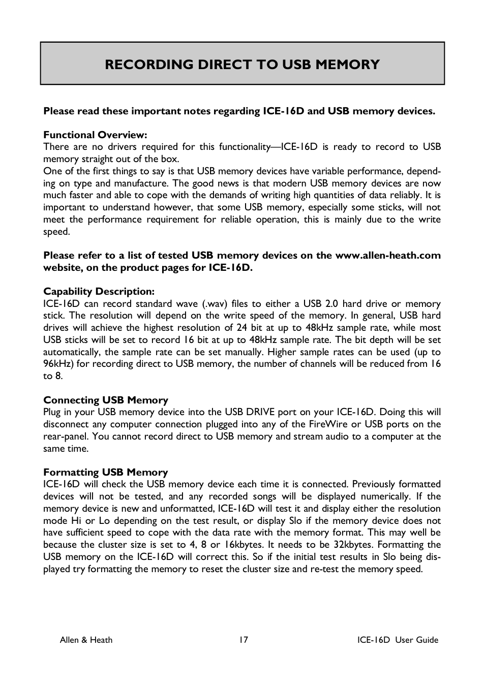 Allen&Heath ICE-16D User Manual | Page 17 / 40