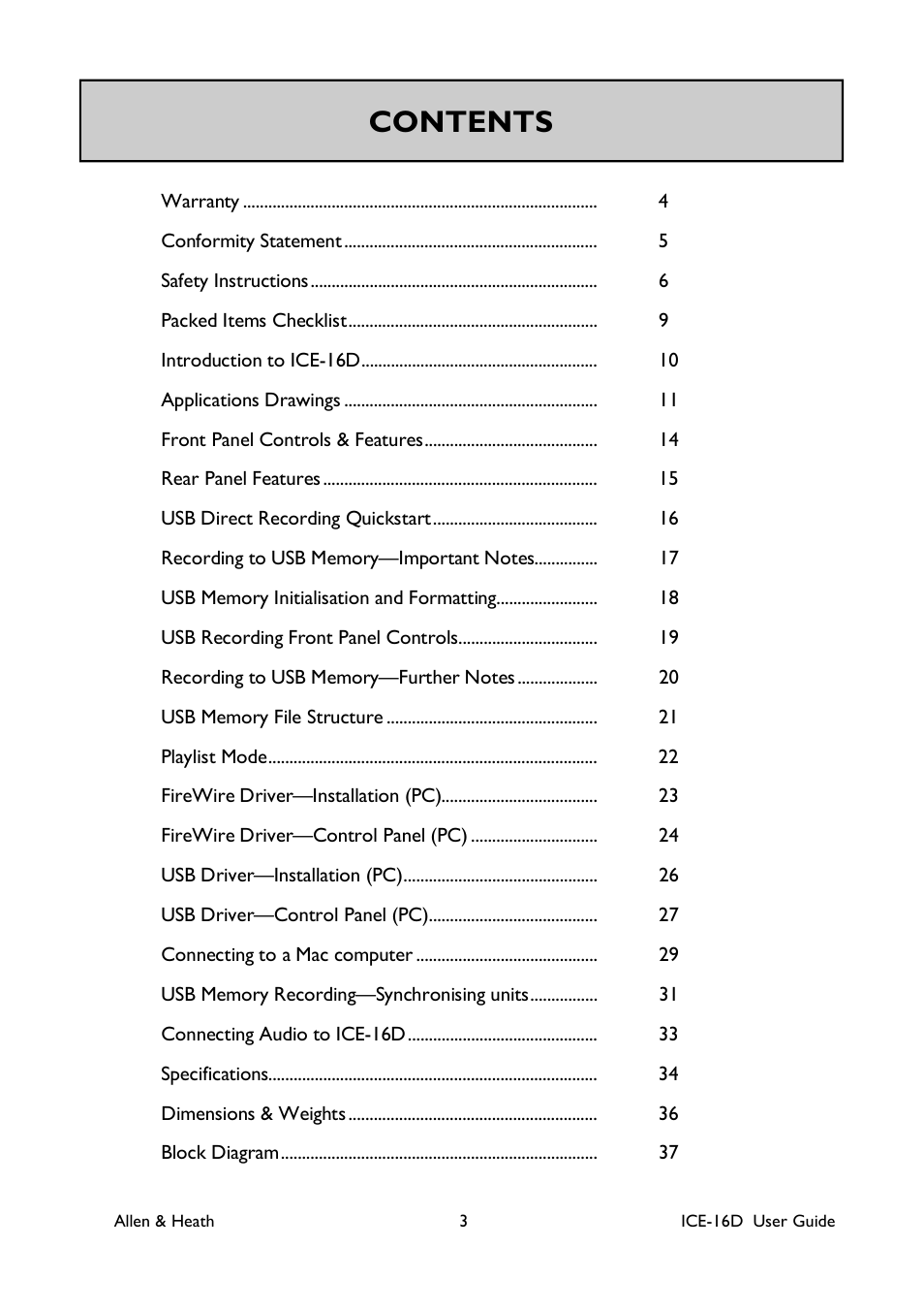 Allen&Heath ICE-16D User Manual | Page 3 / 40