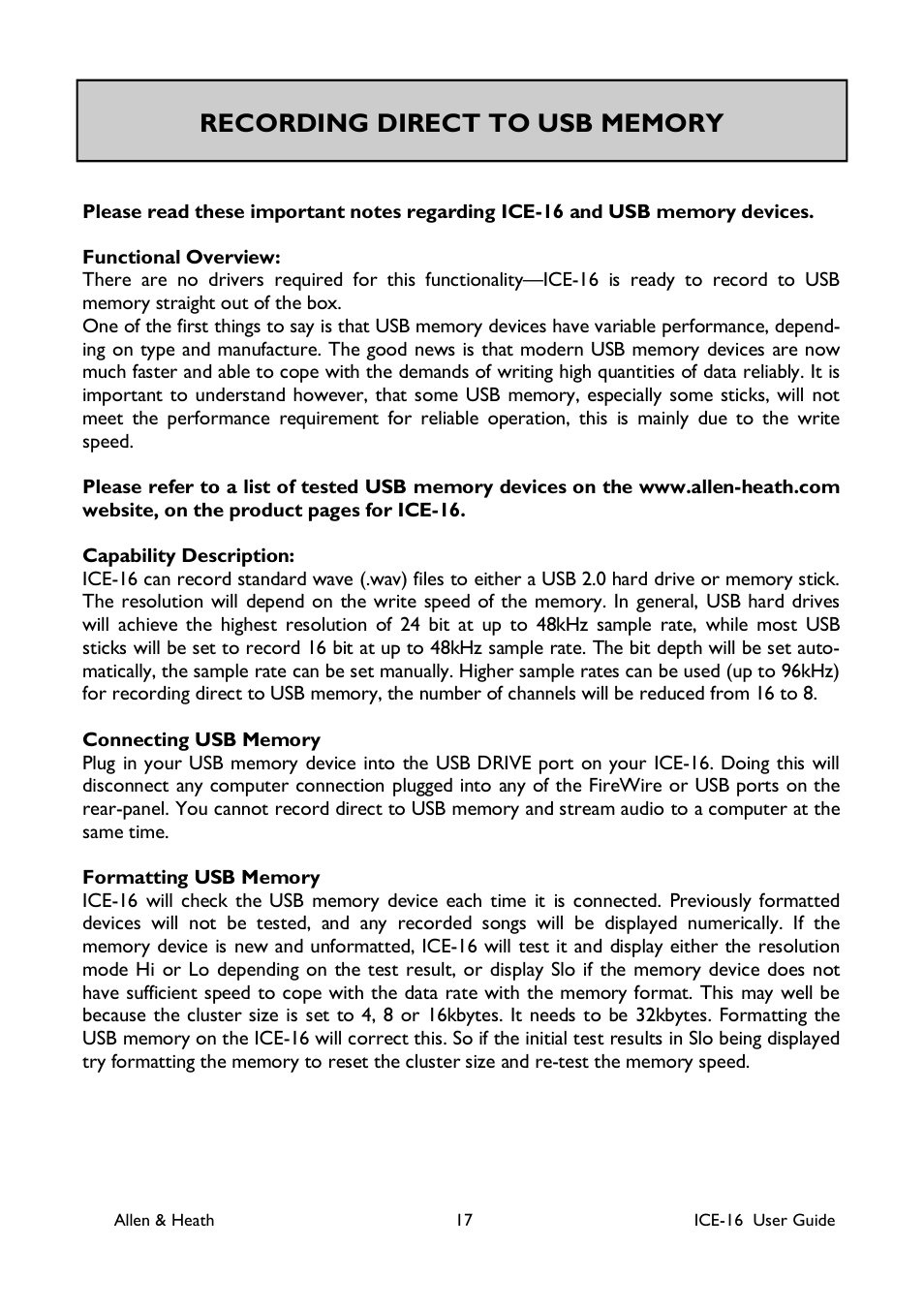 Allen&Heath ICE-16 User Manual | Page 17 / 40