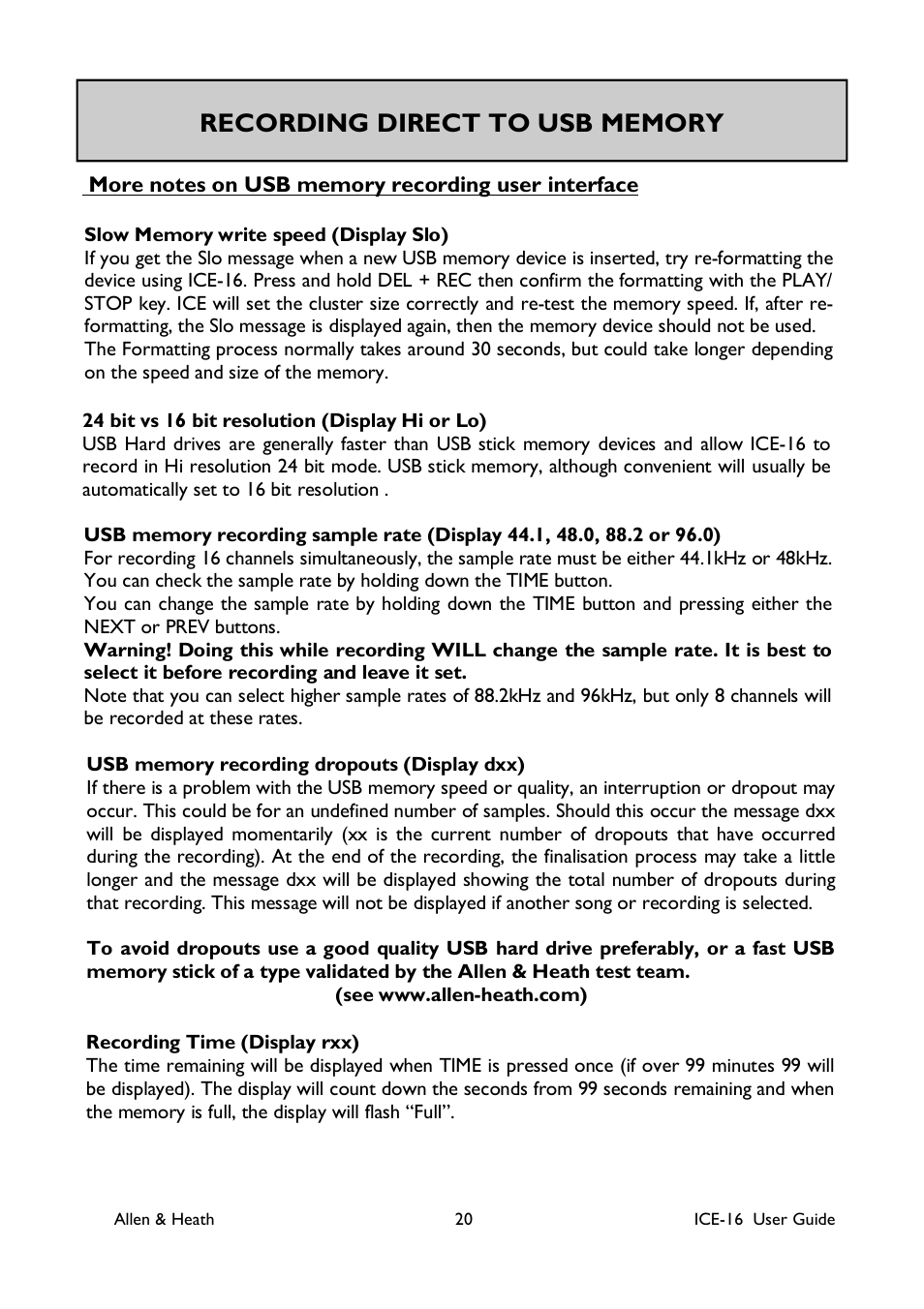 Allen&Heath ICE-16 User Manual | Page 20 / 40