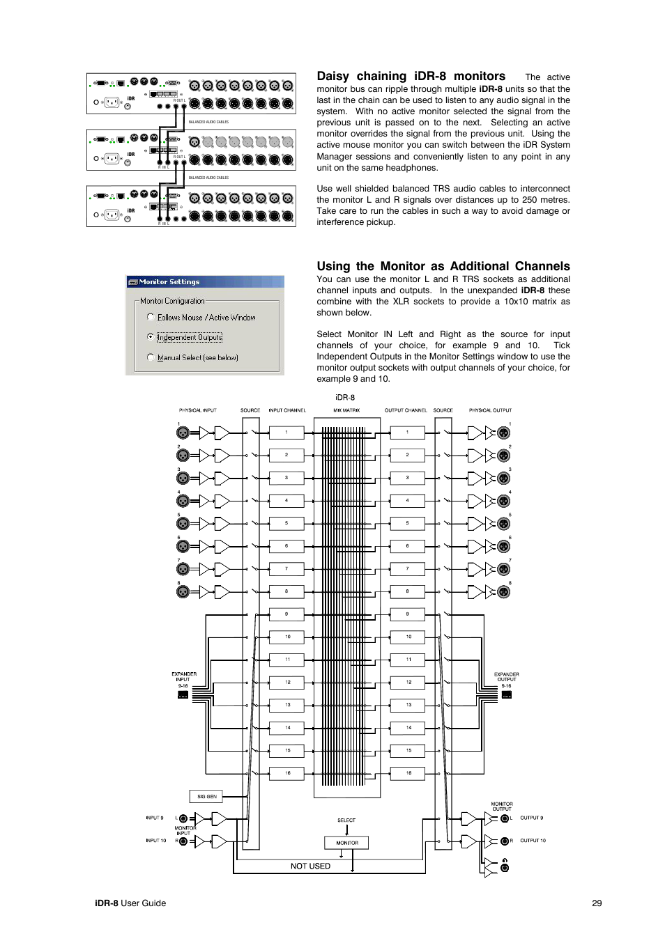 Daisy chaining idr-8 monitors, Using the monitor as additional channels | Allen&Heath iDR-8 User Manual | Page 29 / 48