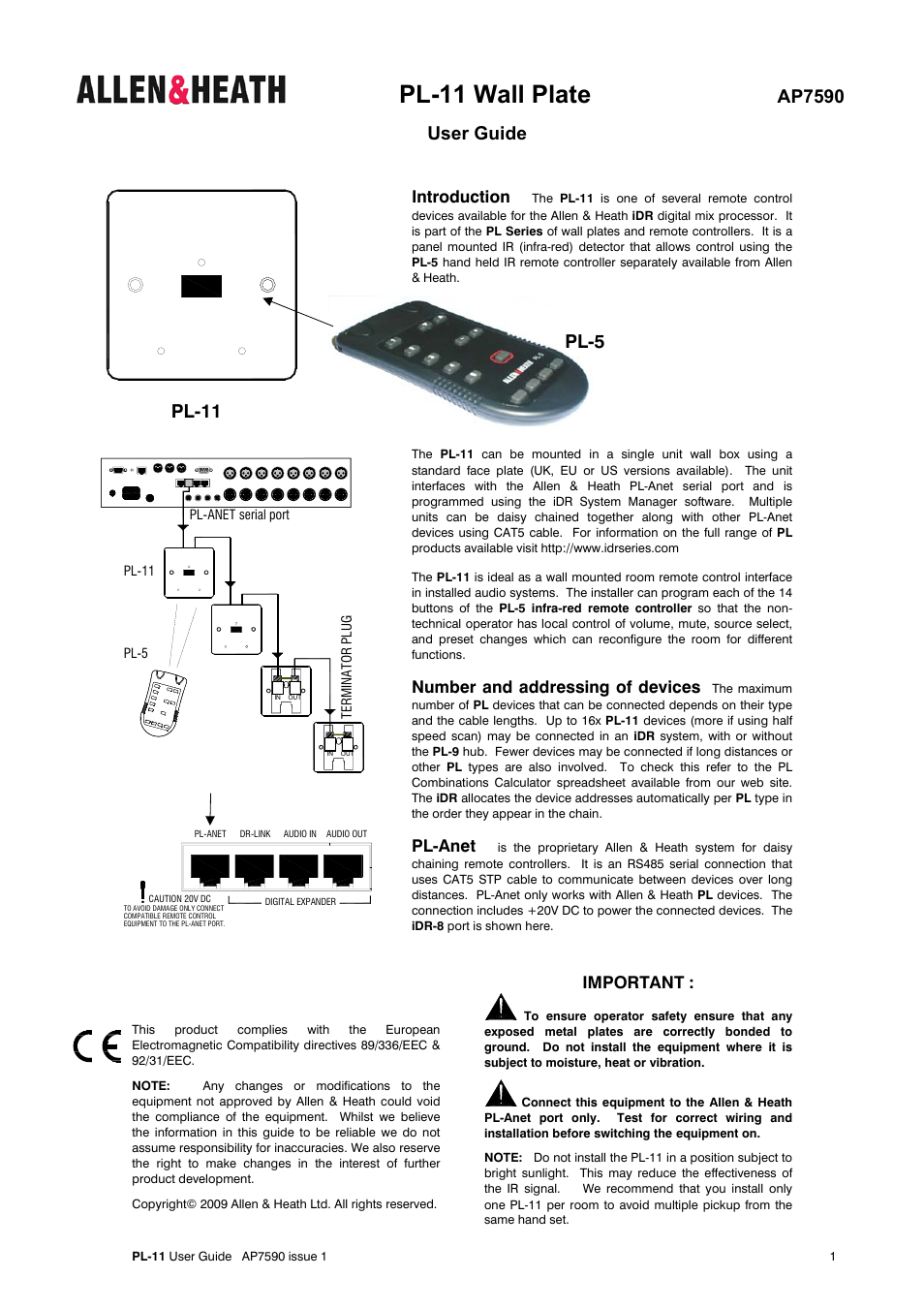 Allen&Heath PL-11 User Manual | 2 pages