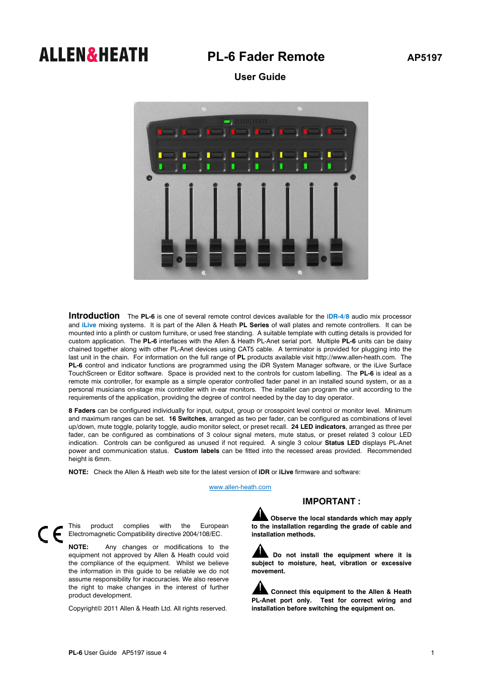 Allen&Heath PL-6 User Manual | 2 pages