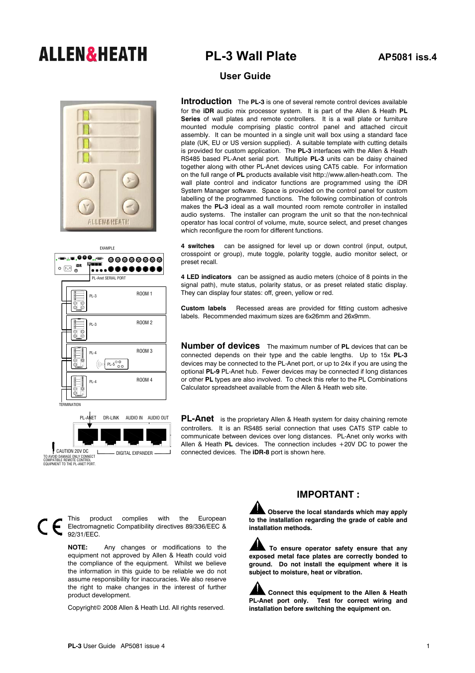 Allen&Heath PL-3 User Manual | 2 pages