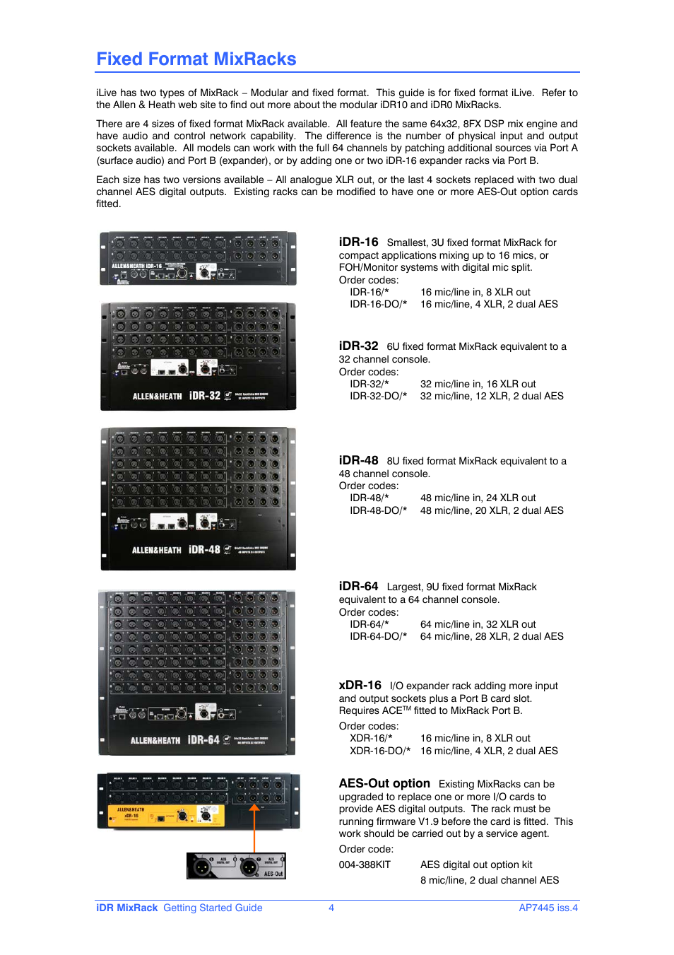 Fixed format mixracks | Allen&Heath iDR-16 User Manual | Page 4 / 12