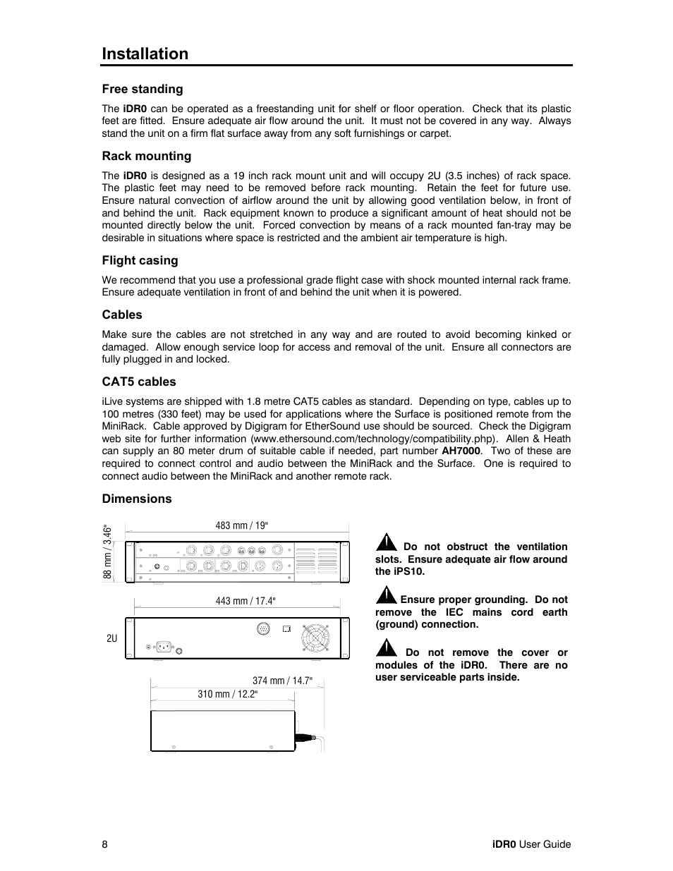 Installation | Allen&Heath iDR0 User Manual | Page 8 / 16