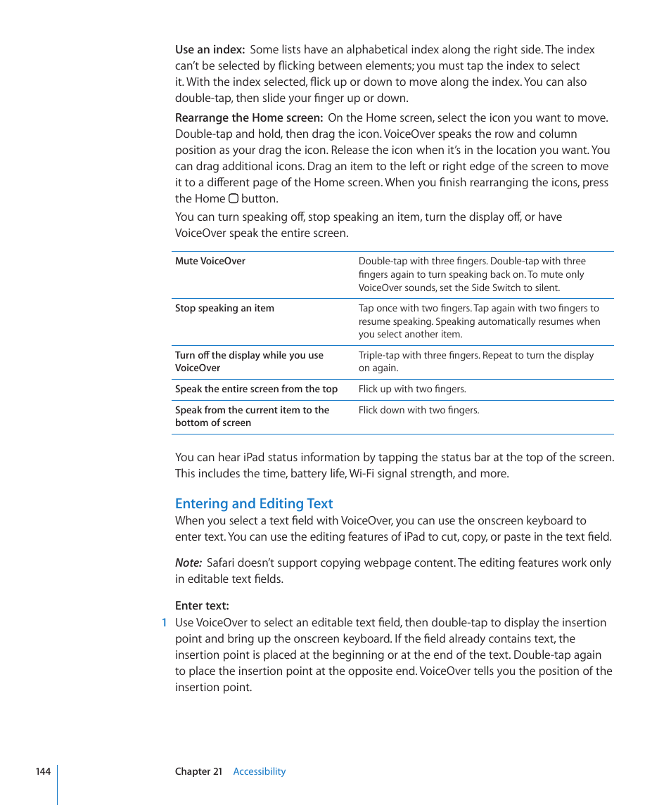 Entering and editing text | Apple iPad For iOS 4.3 User Manual | Page 144 / 198