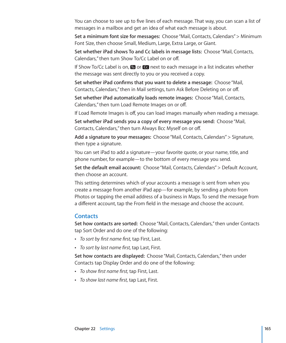 Contacts | Apple iPad For iOS 4.3 User Manual | Page 165 / 198