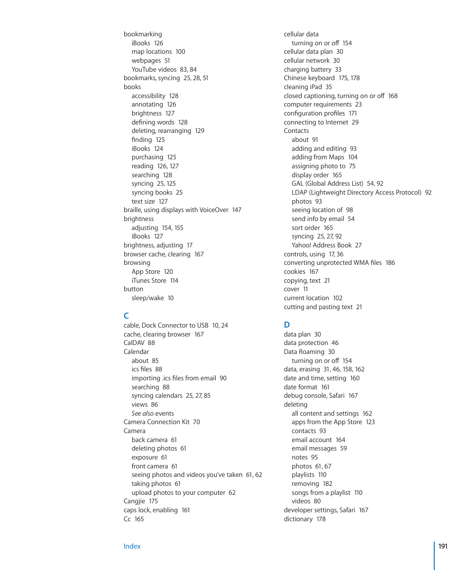 Apple iPad For iOS 4.3 User Manual | Page 191 / 198