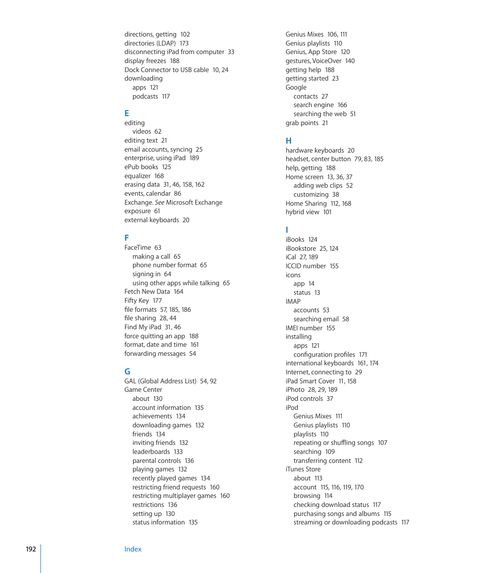 Apple iPad For iOS 4.3 User Manual | Page 192 / 198