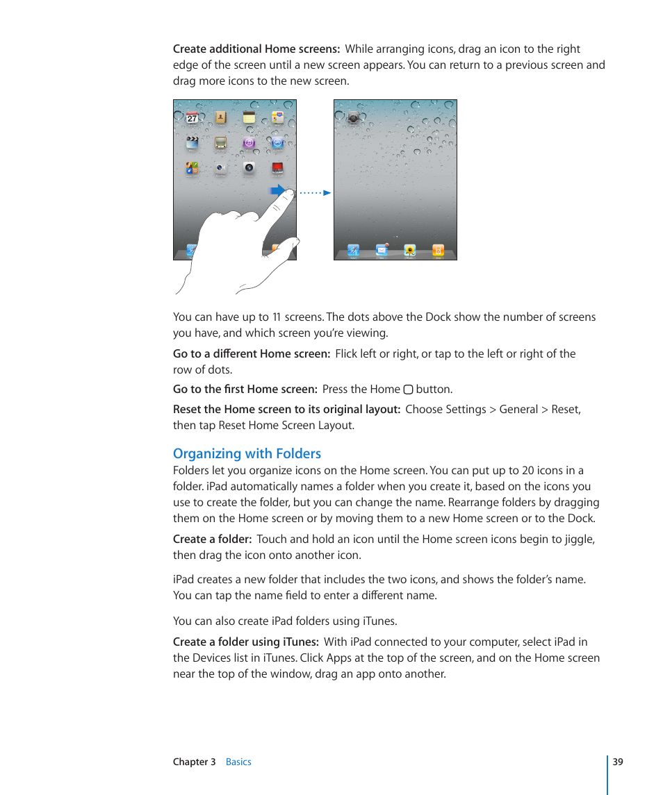 Organizing with folders | Apple iPad For iOS 4.3 User Manual | Page 39 / 198