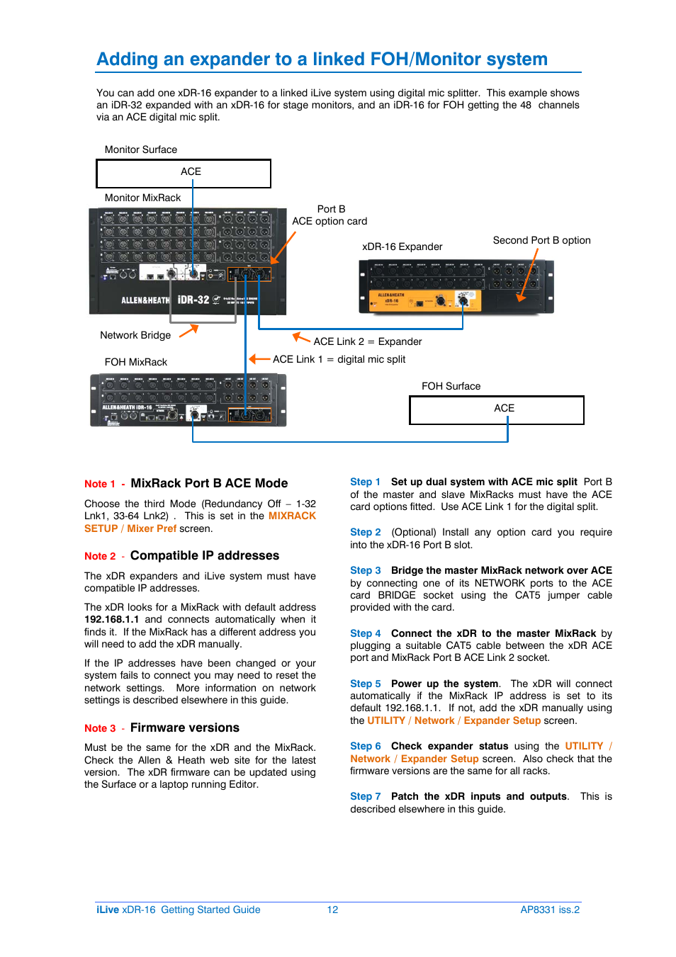 Adding an expander to a linked foh/monitor system | Allen&Heath xDR-16 User Manual | Page 12 / 16