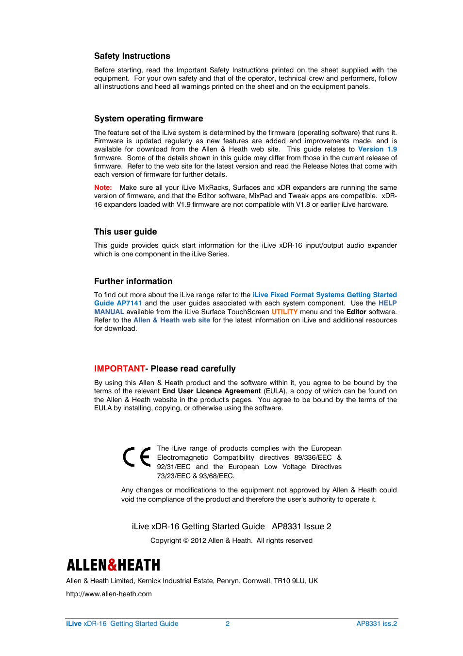 Allen & heath | Allen&Heath xDR-16 User Manual | Page 2 / 16