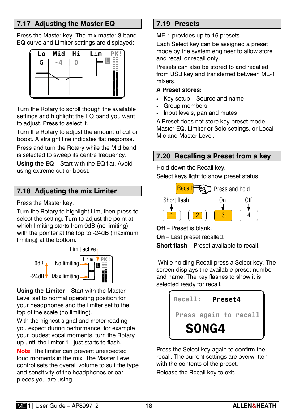Song4 | Allen&Heath ME-1 User Manual | Page 18 / 28