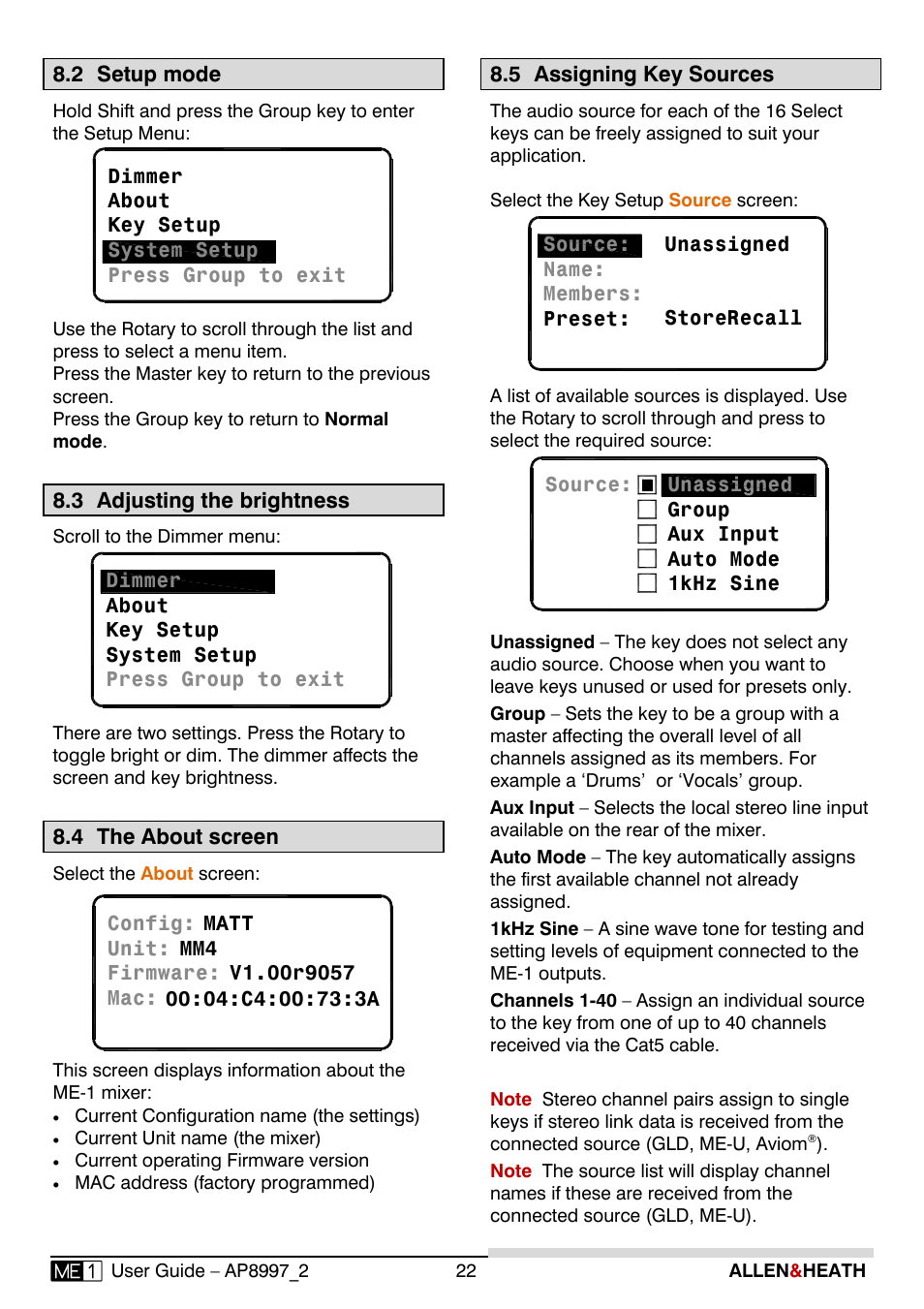 Allen&Heath ME-1 User Manual | Page 22 / 28