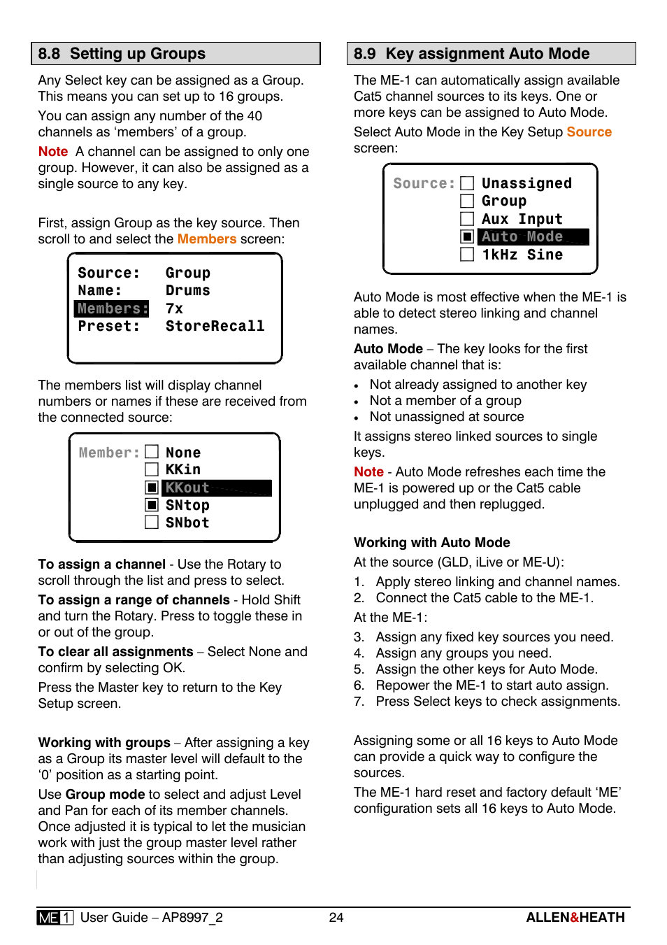 Allen&Heath ME-1 User Manual | Page 24 / 28