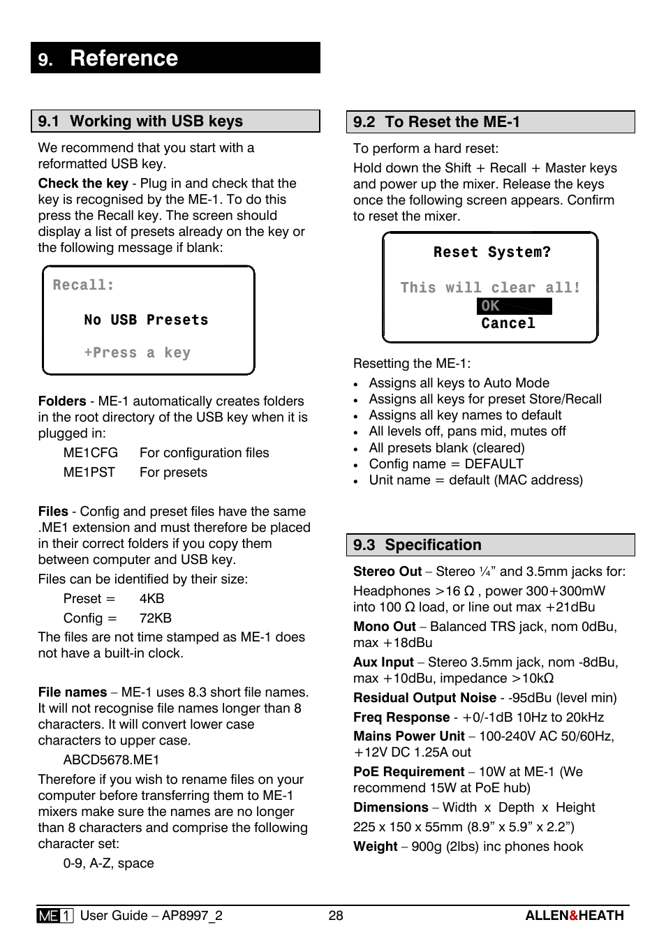 Reference | Allen&Heath ME-1 User Manual | Page 28 / 28