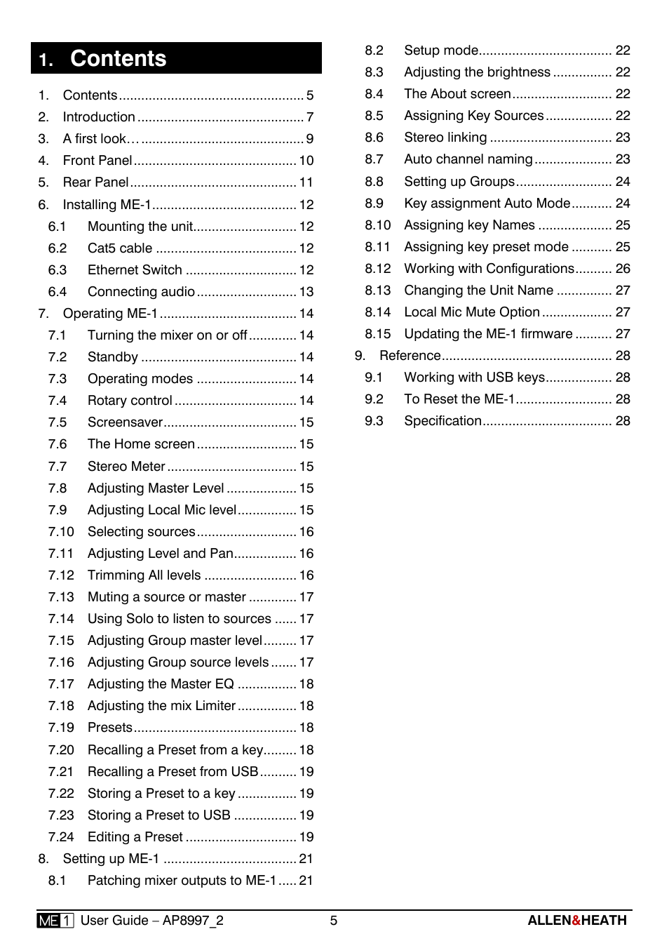 Allen&Heath ME-1 User Manual | Page 5 / 28