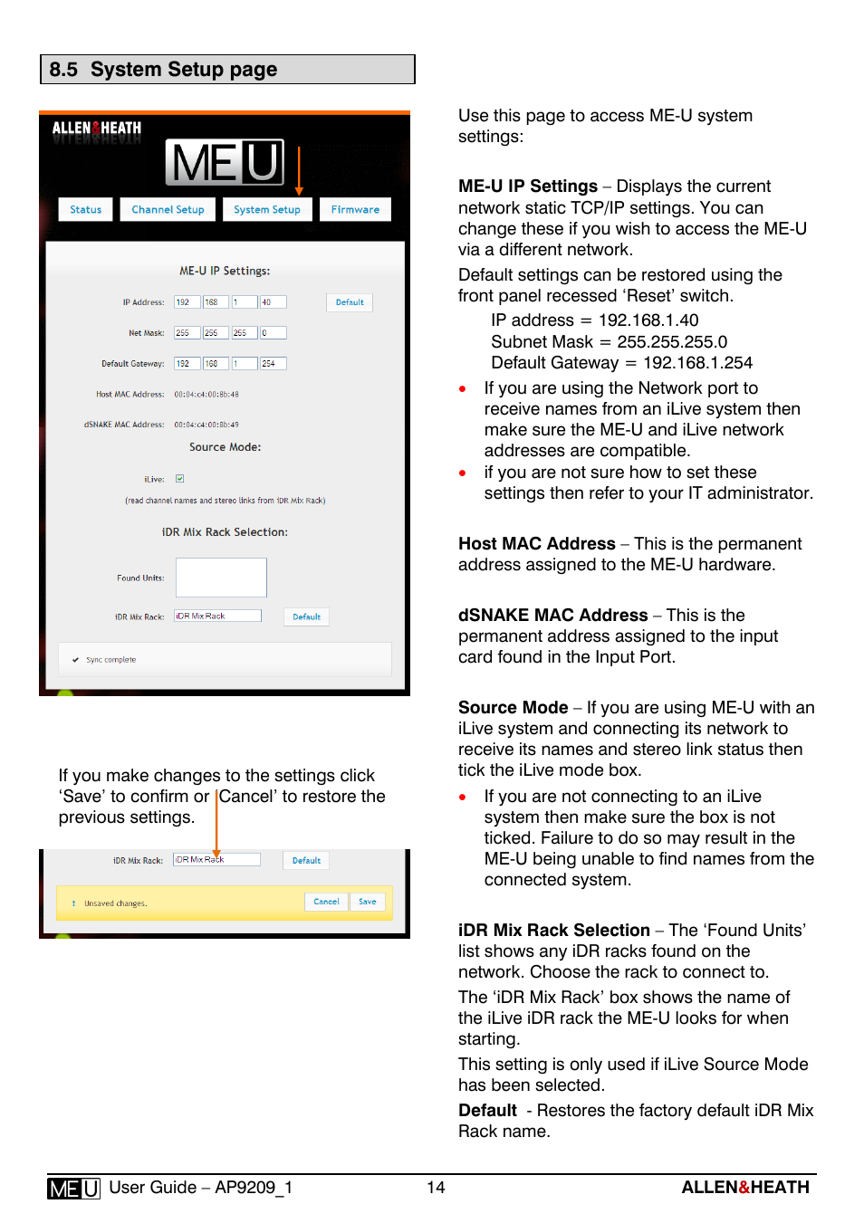 Allen&Heath ME-U User Manual | Page 14 / 18
