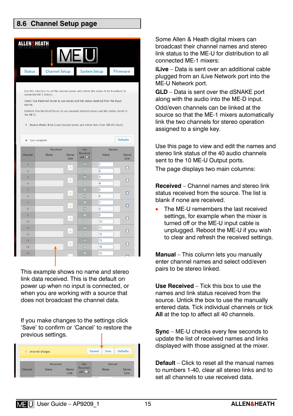 Allen&Heath ME-U User Manual | Page 15 / 18