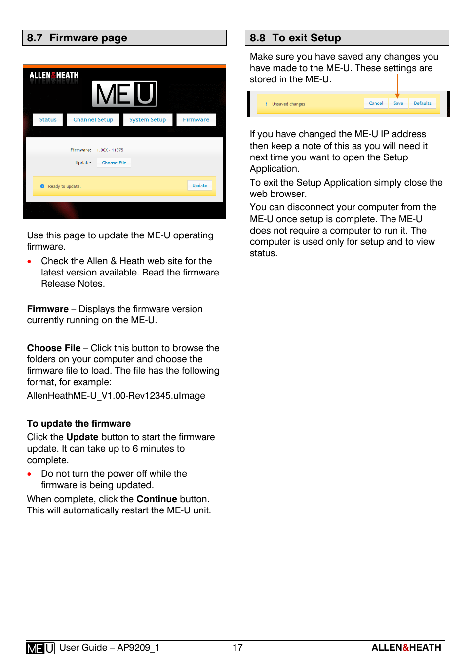 Allen&Heath ME-U User Manual | Page 17 / 18