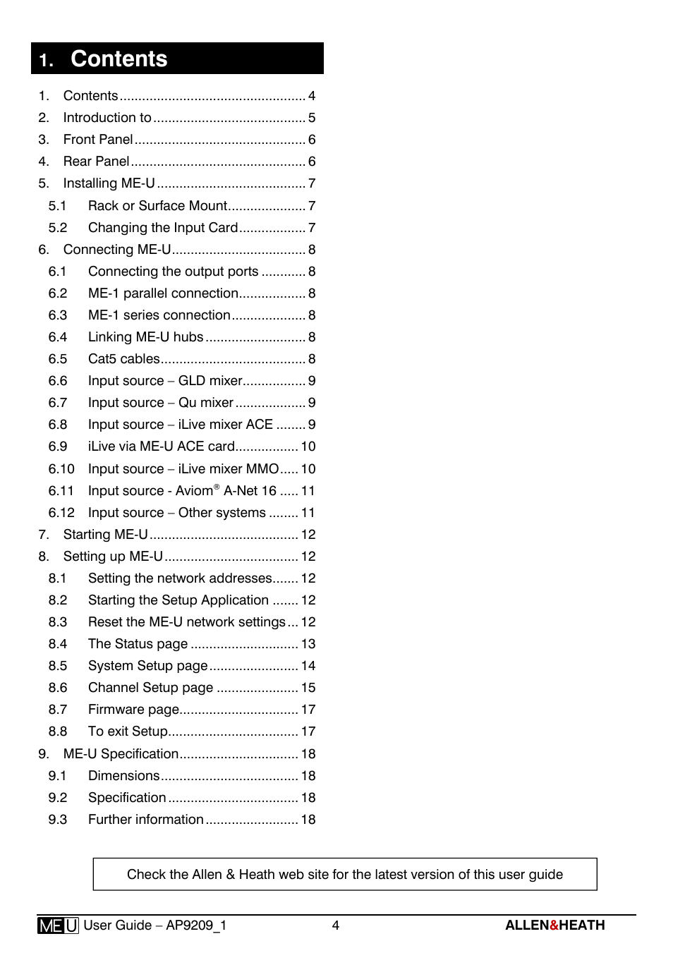 Allen&Heath ME-U User Manual | Page 4 / 18