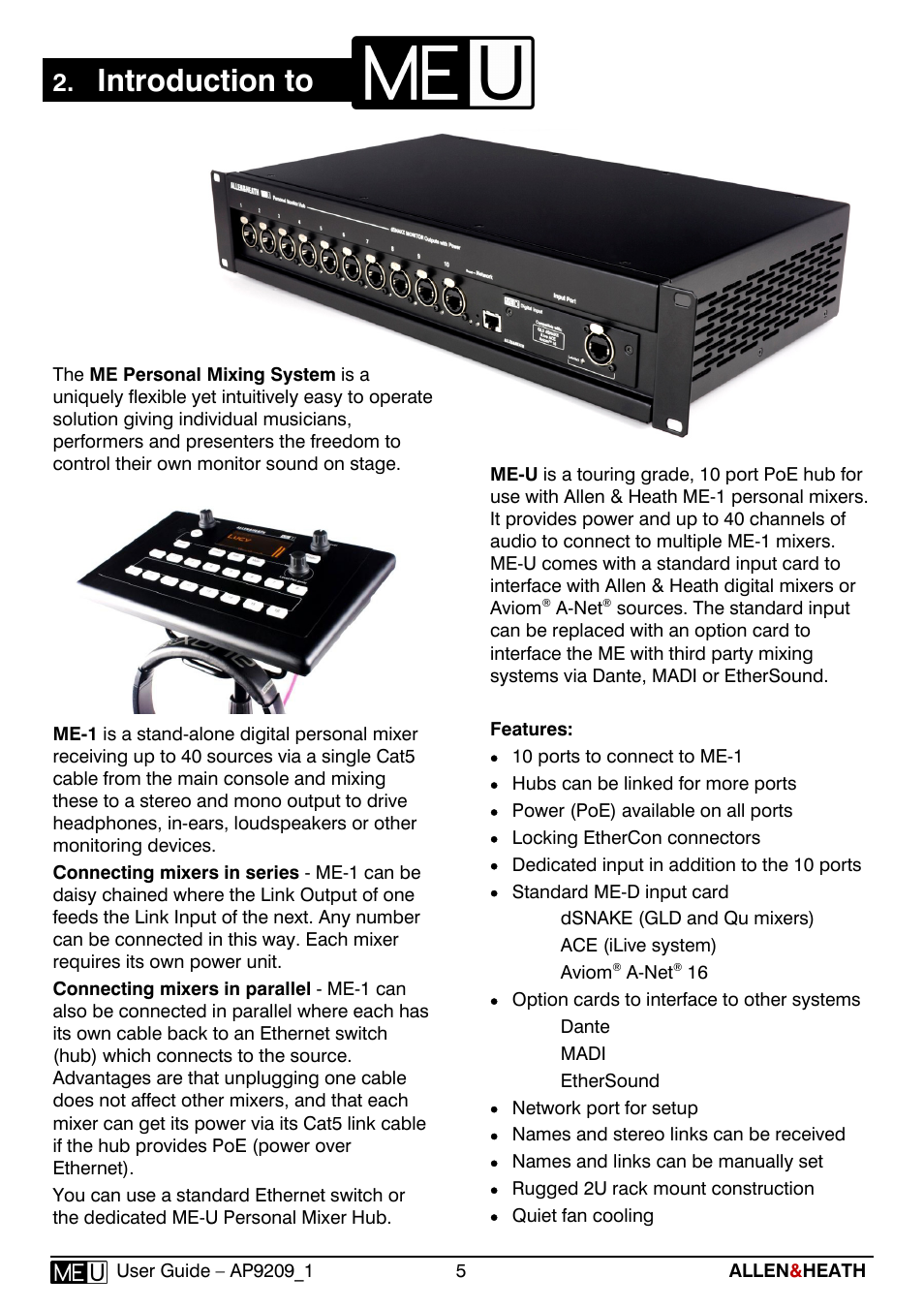 Introduction to | Allen&Heath ME-U User Manual | Page 5 / 18